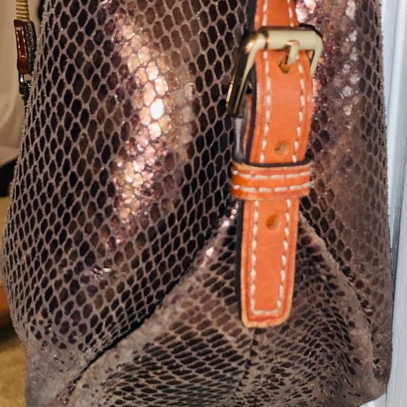 DOONEY BOURKE metallic leather hobo snakeskin  purse - Picture 8 of 16